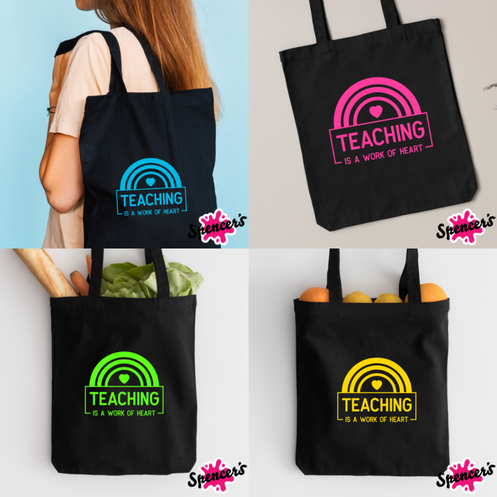 Teaching is a work of Heart - Black Tote