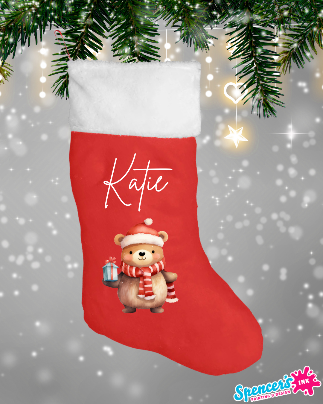 Red Beary Christmas Stocking