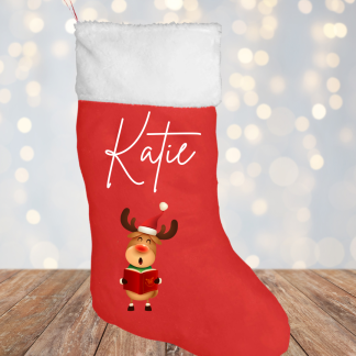 Red Reindeer Christmas Stocking