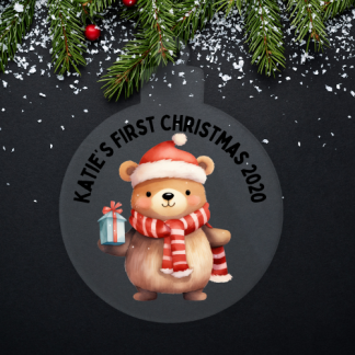 Bear with a present Bauble